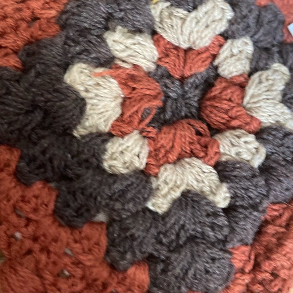 Hippie California Crochet Bohemian Rust/Sage/Cream Crop Tie Top S - Picture 8 of 9